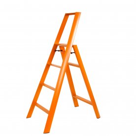 ESCABEAU PLIANT 4 MARCHES ORANGE EN ALUMINIUM