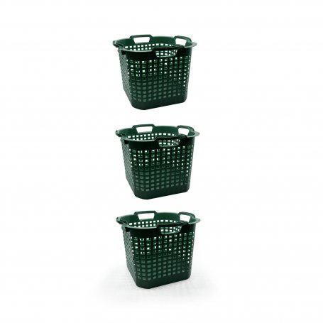 SET OF 3 FOREST GREEN STACKABLE BASKETS