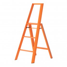 ESCABEAU PLIANT 3 MARCHES ORANGE EN ALUMINIUM