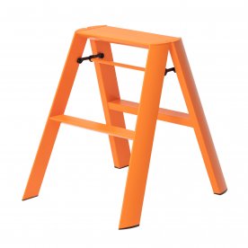 ESCABEAU PLIANT 2 MARCHES ORANGE EN ALUMINIUM